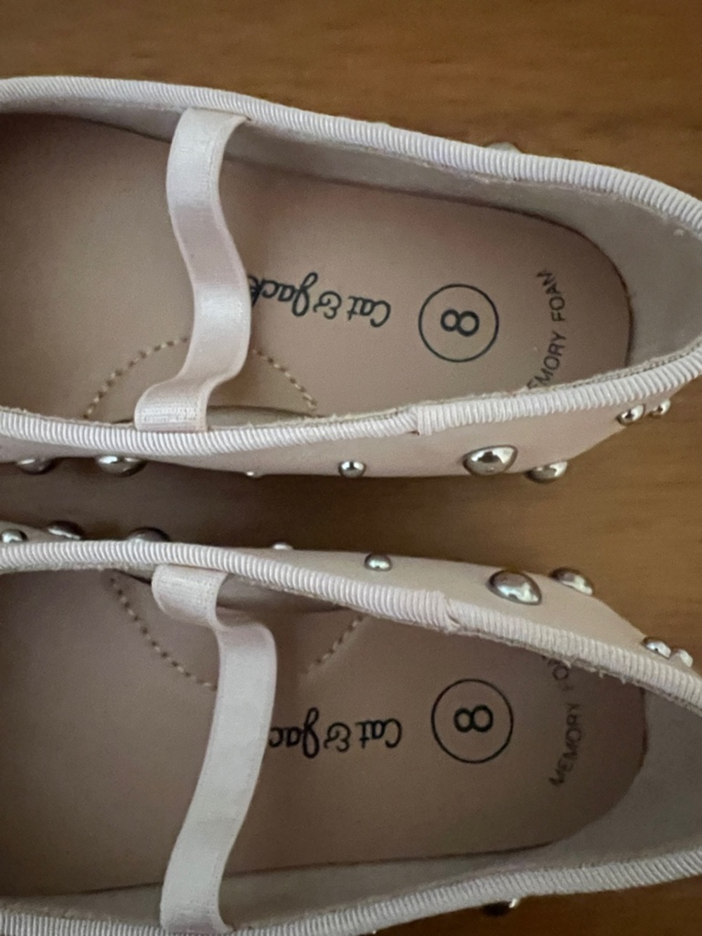 Cat & Jack Cream-Pink Studded Mary Jane Flats - Picture 3 of 4